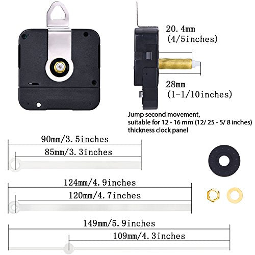 Hicarer 28 mm Quartz Clock Movement Long Shaft Repair Kit for Watch Parts (White) - color: White