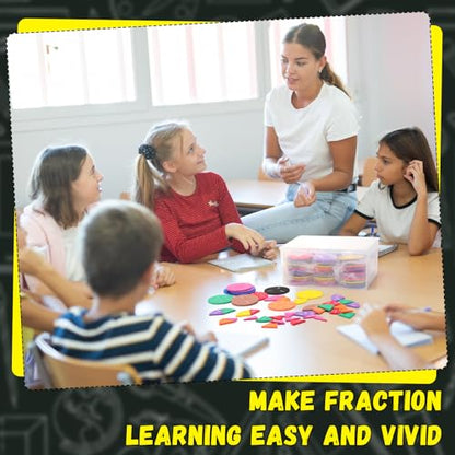 Sayglossy 15 Sets Fraction Circles Fraction Manipulatives for Preschool Elementary School Educational Math Learning Manipulatives for Teacher Bulk with Storage Box - style: Circles