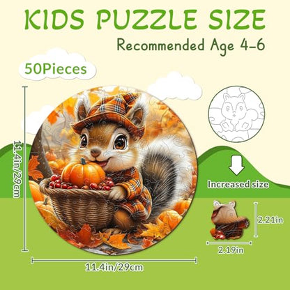 Fall Wooden Puzzles for Kids Ages 6-8 - Squirrel Harvest - color: Squirrel's Harvest