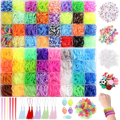 XKDOUS 64 Colors Rubber Band Bracelet Kit, Rubberband Bracelet Making Kit - color: 64colors 5000+