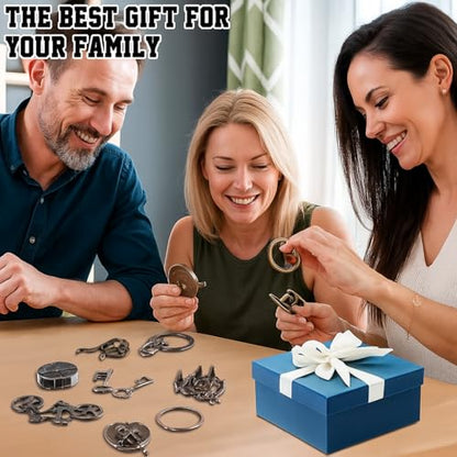 Wettarn 9 Pcs Metal Brain Teasers 3D Steel Puzzle Set, Classic Style - style: Classic Style
