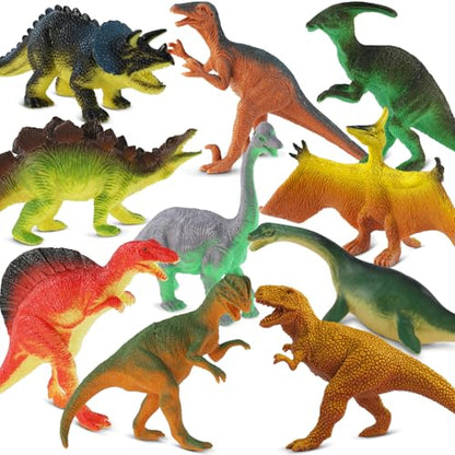 Zippytots Dinosaur Toys for Kids 3-5, 10 PCS Realistic Plastic Dinosaur Figure Toy Set Including T-Rex, Stegosaurus, Spinosaurus, Ideal Gift for Toddle - style: 10pc-Small-Dinos