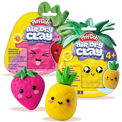 Play-Doh Scented Air Dry Clay, 2-Pack Summer Bundle, 1 Pink Strawberry, 1 Yellow Pineapple, Arts and Crafts, Craft Supplies, Modeling Clay for Kids, Toddler Party Favors, Goodie Bag Stuffers - color: Summer