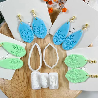 Xaekicr 5pcs Leaf Texture Polymer Clay Cutters – Clay Cutters for Earrings, Geometric Teardrop Shape Clay Tools, Clay Molds for Polymer Clay Jewelry DIY - color: 2L color