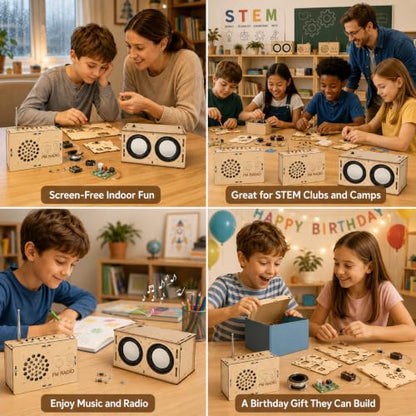 STEM Toys for Ages 8-13 Boys Birthday Gifts for 9 10 11 12 14 15 16 Year Old Kids Teen Building Speaker Radio Science Engineering Kit Circuit DIY Classroom Electronics Project Cool Stuff Gadgets