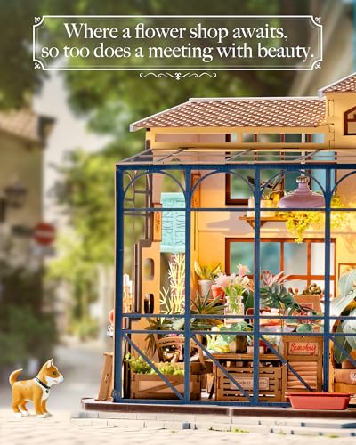 Rolife Flower Shop Miniature House Kit with LED Lights - color: Emily's Flower Shop
