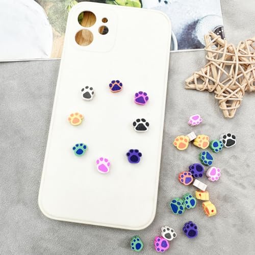 100Pcs Bear Paw Handmade Polymer Clay Beads, 10mm Polymer Clay Spacer Beads for Women Jewelry Making DIY Charms Bracelet Necklace Hair Clip Accessories Handmade Craft - color: bear paw