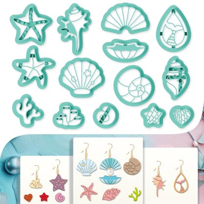 14Pcs Sea Shell Polymer Clay Earrings Cutters - style: Shell