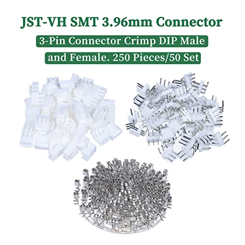 250 Pieces / 50 Sets JST VH SMT 3.96mm 3 Pin Connector Kit Set - size: 3-Pin, style: JST-VH-SMT