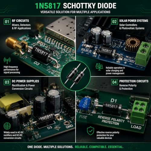 130PCS 1N5817 Schottky Diodes, 1A 20V Low Voltage Diodes - size: 1N5817