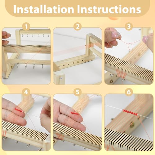Adjustable Bead Loom Kit for Adults Wood Beading Loom Supplies Practical Jewelry Making Accessories Beading Kits Jewelry Earring Belts Making Tools Gifts for Christmas Beginners DIY Craft Lover