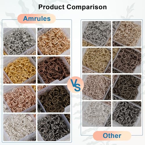 Amrules 2400 Pcs 6mm Open Jump Rings for Jewelry Making,Colorful - color: 8-Color