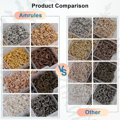 Amrules 2400 Pcs 6mm Open Jump Rings for Jewelry Making,Colorful - color: 8-Color