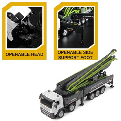 Concrete Pump Truck Construction Vehicles Toys,1:50 Scale Diecast Site Concrete Pump Truck, Toy Trucks for Kids (Green) - color: Concrete Pump Gray