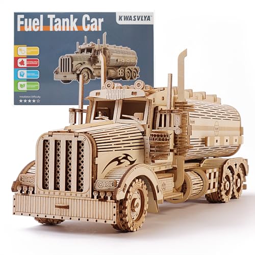 Fuel Tank Truck 3D Wooden Puzzle for Adults - color: Fuel Truck Car