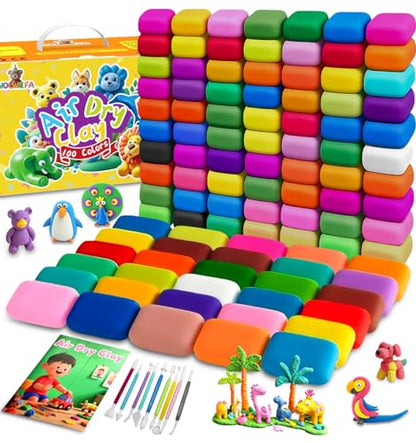 Air Dry Clay 100 Colors Foam Clay Non-Sticky Soft Air Dry Foam Clay, Moldable Super Light Clay with Sculpting Tools, Guide, Perfect for Arts, Crafts - color: 100 Colors