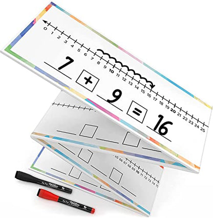 Set of 10 Dry Erase Number Boards - Double Sided, 4 Feet, Red & Black Dry Erase Marker, 0-100 Number Line on One Side, Blank Line on Reverse - style: Set of 10 Boards & 20 Markers