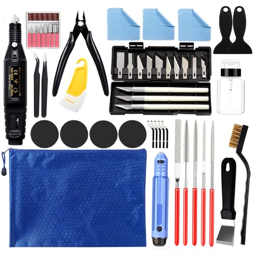 54PCS 3D Printer Tool Kit with Files, Deburring Tool and Electric Polisher - color: Blue 54pcs