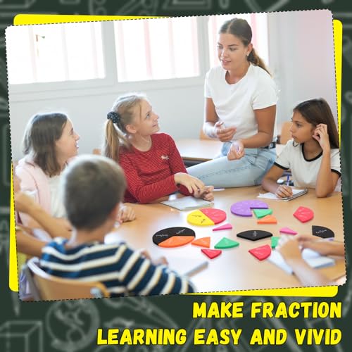 Sayglossy 6 Sets Fraction Circles for Math Classroom, Circles - style: Circles