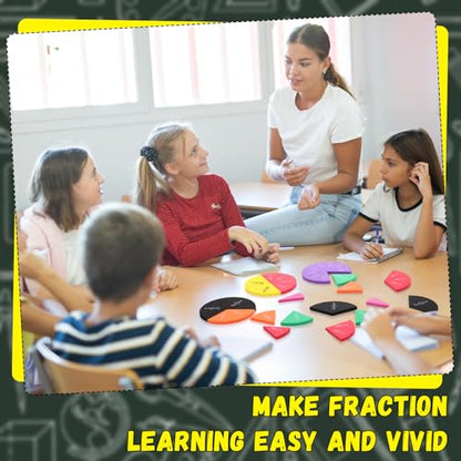 Sayglossy 6 Sets Fraction Circles for Math Classroom, Circles - style: Circles