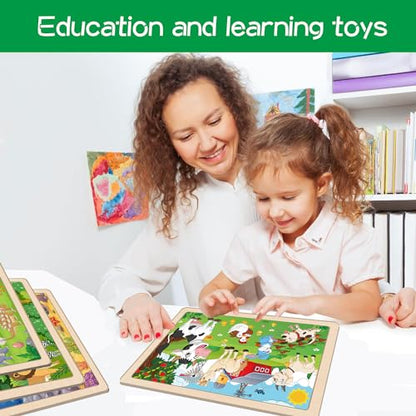 Puzzles for Kids Ages 3-5, Wooden Jigsaw Puzzles 24 Pieces 6 Pack - color: 6 Packs Wooden - 24 Pieces Each - Various Themes