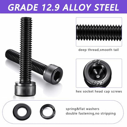 1760pcs M2 M3 M4 M5 Metric Screw Assortment, Grade 12.9 Alloy Steel Hex Socket Head Cap Bolts and Nuts Kit, Black Zinc Plated and Anti Rust Screw Set with 4 pcs Hex Wrenches - color: Black-Hex Socket Head Cap 1760 Pcs