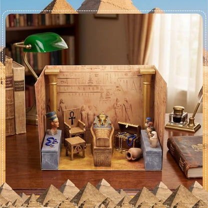 AmazingSpark 2 Set Egyptian Diorama Box and Sticker Decor, Ancient Egypt Diorama Project Supplies Set, Cardboard Display Case Kit with Double Sided Tapes for DIY Crafts Figurines - style: Egyptian