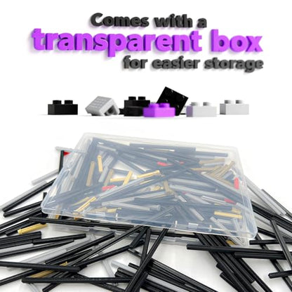 120 Pieces Axle Rods Assortment Pack, Axle Connectors Building Blocks Accessories for Building with 15 Size, Compatible with legoes Parts and Pieces