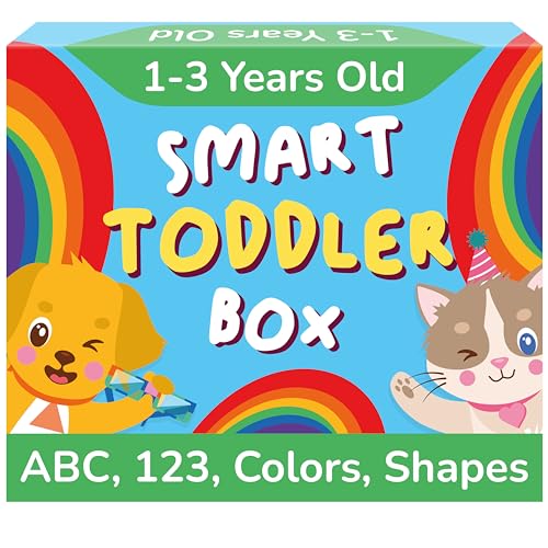 TOYVENTIVE Educational Books, Flash Cards, and Puzzles - Birthday Gifts for 1, 2, 3, and 4 Year Old Boys, Toddler Learning Toys and Activities - color: Blue, size: Smart Box