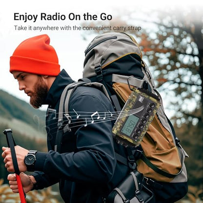 Emergency Radio 12000mAh, Auto Digital Weather Radio Portable AM FM SW NOAA - color: Camo Green