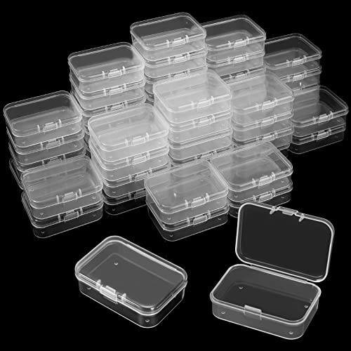 SATINIOR 48 Packs Clear Small Plastic Containers Transparent Storage Box with Hinged Lid for Small Items Crafts Jewelry (2.52 x 1.73 x 0.79 Inches) (CH-SATINIOR-423619) - size: 2.52 x 1.73 x 0.79 in