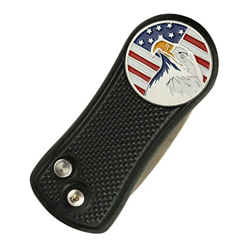 Foldable Golf Divot Repair Tool with Golf Ball Marker - color: Black-Eagle