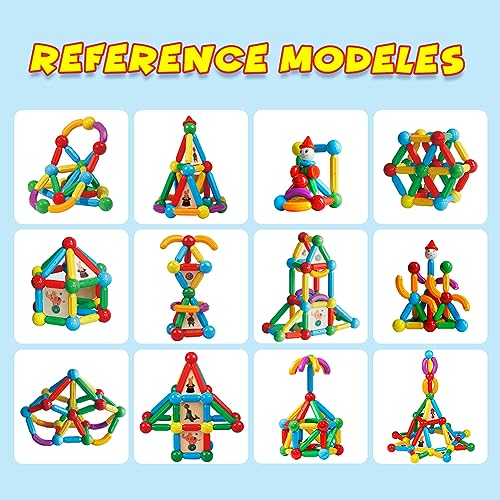 MAGBLOCK 136PCS Magnetic Building Blocks Magnet Sticks for Kids 3+ - color: 136pcs
