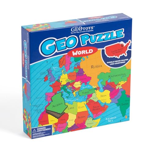 GeoPuzzle World Jigsaw Puzzles, 68 Pc Map Puzzle for Kids Ages 6 & Up - color: 1 Set-world