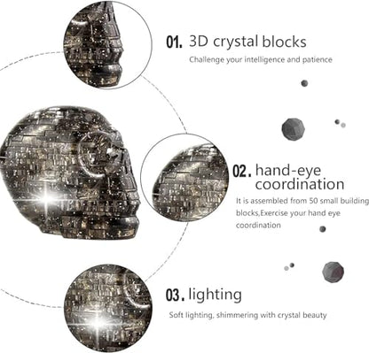 3D Crystal Skull Puzzle,Crystal Puzzle Brainteasers for Puzzlers Ages 16 and Up,50PCS(Black) - color: Black-skeleton