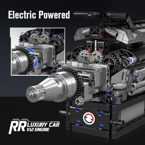 Mould King V12 Engine Model Building Kit that Works, Build Your Own Cars Combustion Battery/Motor 10205 Blocks Sets, STEM Kit Gift for Adults 14+, V8 Engine Series for Display Collection(733 Pcs) - style: V12 Engine