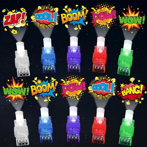 CHUNNIN 36 Pcs Hero LED Finger Lights Glow in Dark Super Party Favors - style: Hero