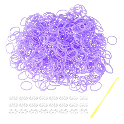 MECCANIXITY 600 Pcs Loom Rubber Bands Kit with 25 Pcs S-Clips 1-Hook Rubber Bands Refill Bracelet Making Kits for Weaving DIY Handcrafts Gift, Light Purple - color: Light Purple