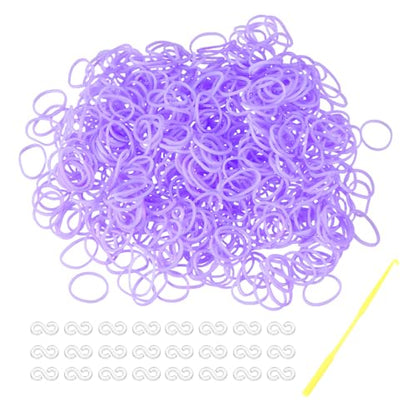MECCANIXITY 600 Pcs Loom Rubber Bands Kit with 25 Pcs S-Clips 1-Hook Rubber Bands Refill Bracelet Making Kits for Weaving DIY Handcrafts Gift, Light Purple - color: Light Purple