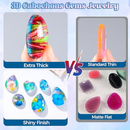 LET'S RESIN Cabochon Gems Resin Molds, 36-Cavity Jewelry Making Kit