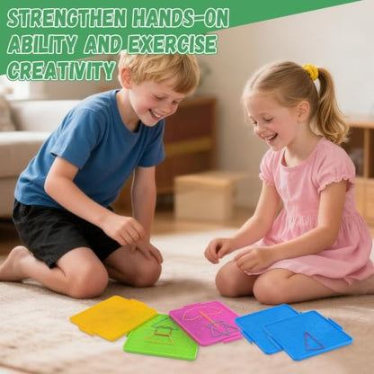 Double-Sided Geoboard Set, 8 Pack, 80 Latex Bands, 4 Colors