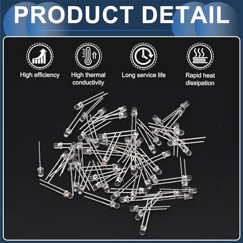 MECCANIXITY 240Pcs 3mm LED Diodes, Light Emitting Diodes, Bulb Lamp Electronic Project Kit for Science Project Circuit Board(Cool White Light, Transparent Lens) - color: Cool White Light, size: 3mm