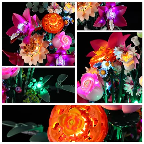 YEABRICKS LED Light for 10342 The Botanical Collection Pretty Pink Flower Bouquet Building Blocks Model (Building Set NOT Included) - style: Only Light Pretty Pink Flower Bouquet
