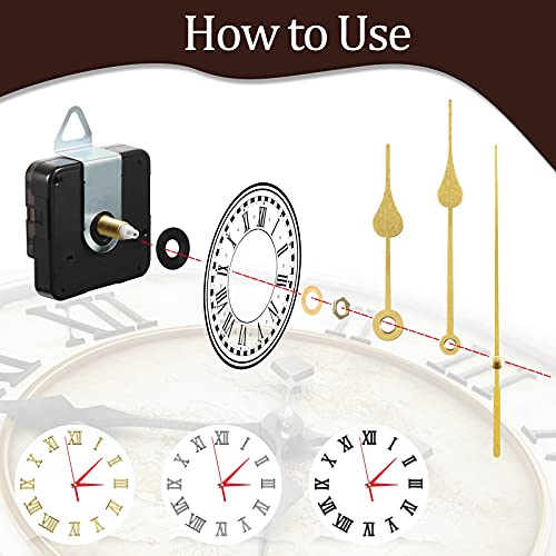 Kigeli 6 Pieces Quartz DIY Wall Clock, 6 Clock Numerals Kit, Movement Mechanism Battery Operated Clock Motor Kit with 8 Different Pairs of Hands for DIY Clock Repair