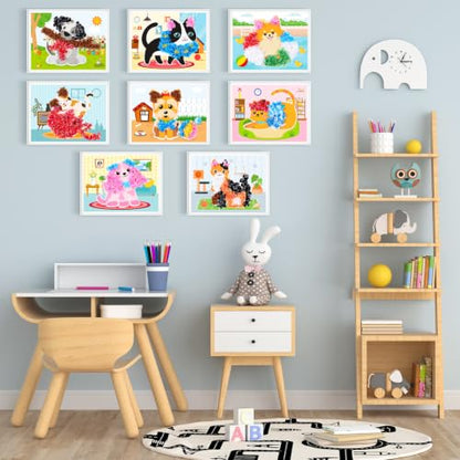 Lonfliness 8 Pcs Dog Cat Poke in Craft Kits for Kids Mess Free DIY Art - style: Dog Cat