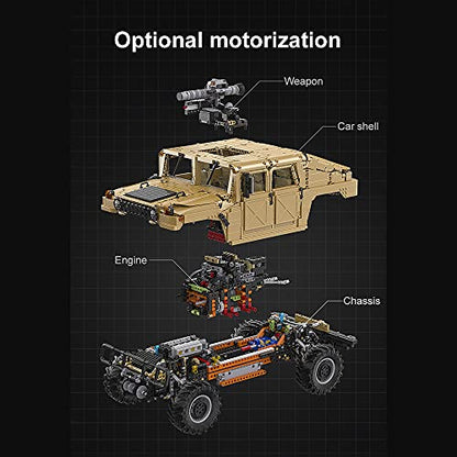 CaDA C61036W HUUMVEE Vehicle Building Block Set, Master 1:8 3935PCS RC Climbing Car Building Block Kit with Power Function,Off-Road Car Model for Adults Collectors