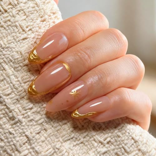 Press on Nails, 6 Packs (144 Pcs) Short Almond French Sets, 3D Floral - color: 3D Floral