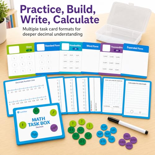 Math Task Box Set Place Value Decimals, 5 Boxes