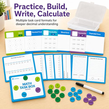 Math Task Box Set Place Value Decimals, 5 Boxes