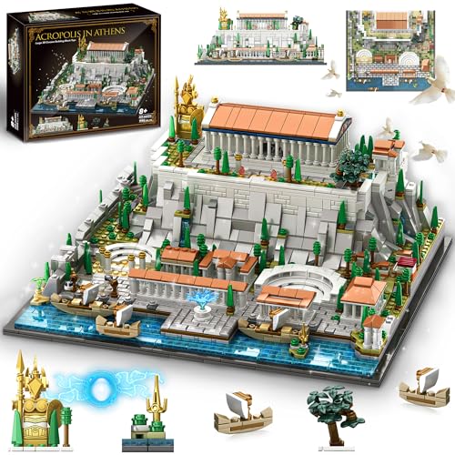 SpblastB Architecture Acropolis of Athens Building Blocks Set, 1988 Pieces Landmark Collection City Building Kit, Display Model Kit and Home Decor Gift Idea for Adults, Architects